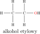 \chemname{\chemfig[][scale=0.75]{C(-[2]H)(-[4]H)(-[6]H)-C(-[2]H)(-[6]H)-{\color{red}O}H}}{alkohol etylowy}