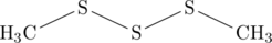  \chemfig{S(-[:205]H_3C)-[:335]S-[:25]S(-[:335]CH_3)} 